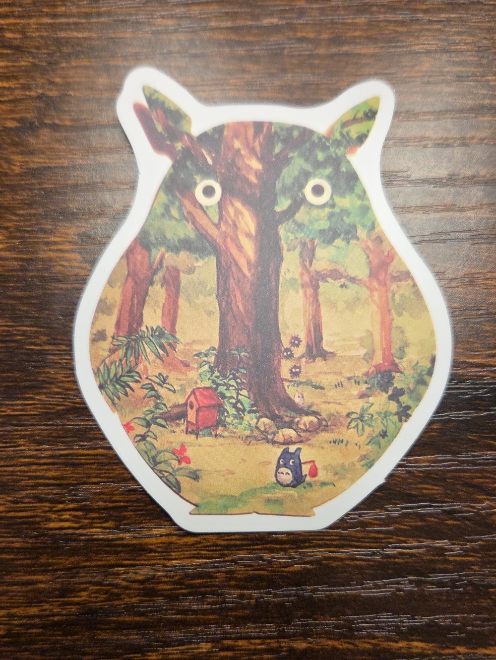 Forest Scene Totoro-Inspired Wall Decal in Green and Brown